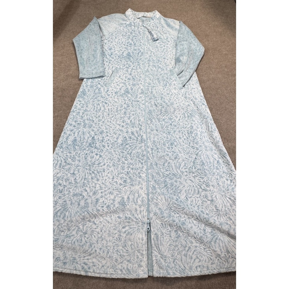 Soft Surroundings M Floral Chenille House/Sleep Dress Maxi Length Pockets